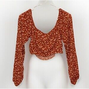 Altar'd State Long Sleeve Floral Cottagecore Peasant Crop Top Size S